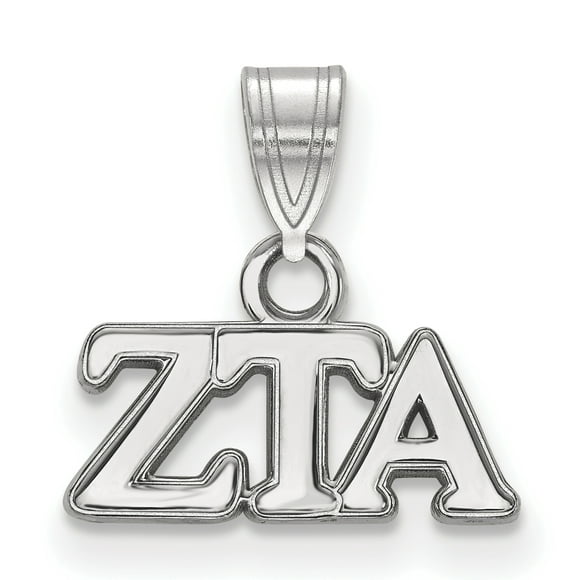 ZTA Sterling Silver LogoArt 18in Official Licensed Greek Sororities Zeta Tau Alpha Medium Pendant w/ Necklace 